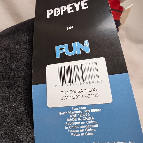 Adult Popeye Plush Slippers - Picture 3 of 3